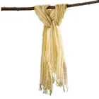 100% linen yellow and white striped scarf fresh and beautiful ladies shawl