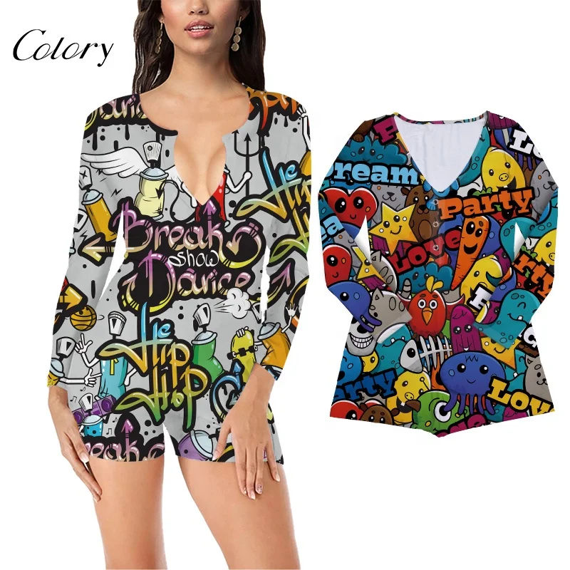Colory 2021 Graffiti Jumpsuit For Woman Sexy Shorts Jumpsuit, Picture shows
Colory 2021 Graffiti Jumpsuit For Woman Sexy Shorts Jumpsuit, Picture shows