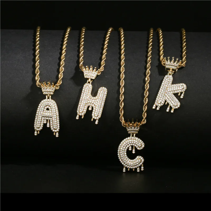 Wholesale european and American fashion crown droplet letter pendant hip hop brass 26 letter pendant necklace jewelry
Wholesale european and American fashion crown droplet letter pendant hip hop brass 26 letter pendant necklace jewelry