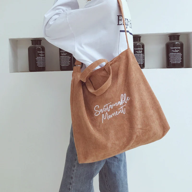 large capacity environmental custom corduroy canvas tote shoulder bag for women, Green,brown,pink,gray,black
large capacity environmental custom corduroy canvas tote shoulder bag for women, Green,brown,pink,gray,black