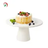 Wholesale 10 11inch white round shape porcelain dessert tray cupcake display holder ceramic cake stand with glass dome cover