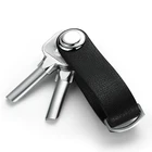 Metal leather keychain holder custom logo wholesale for car keys