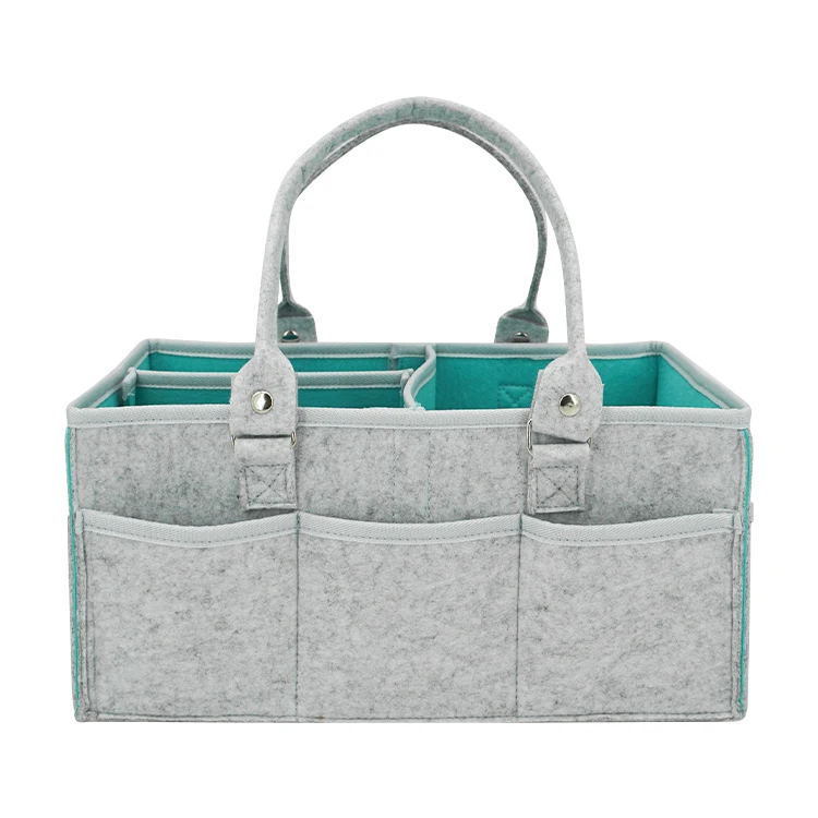 Washable baby diaper caddy organizer simple design felt diaper bag with Detachable handle, Grey
Washable baby diaper caddy organizer simple design felt diaper bag with Detachable handle, Grey