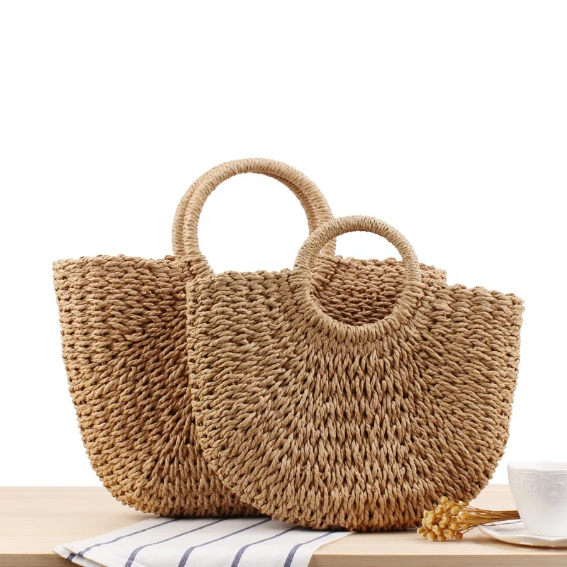 Wholesale new summer simple hand-carried straw woven bag pure color casual hand-woven bag for beach photo
Wholesale new summer simple hand-carried straw woven bag pure color casual hand-woven bag for beach photo