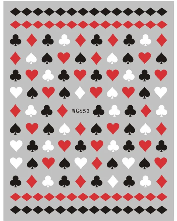 Poker Nail Art Stickers Decals 3D Nail Art Supplies Red Heart Diamond Spades Fashion Playing Cards Designer Nail Sticker, As picture
Poker Nail Art Stickers Decals 3D Nail Art Supplies Red Heart Diamond Spades Fashion Playing Cards Designer Nail Sticker, As picture
