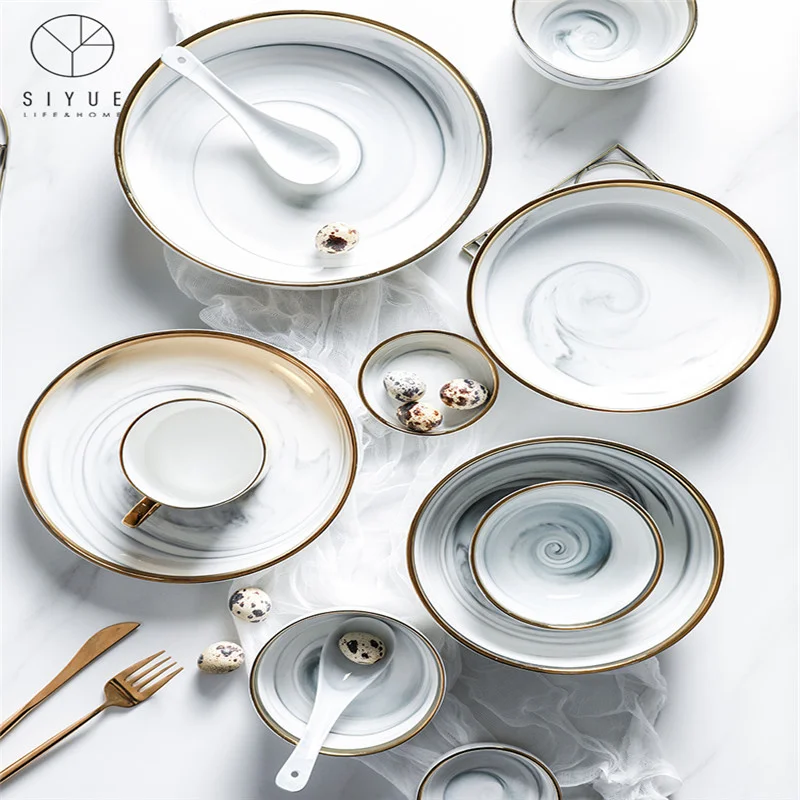 Elegant Nordic Plate Sets Dinnerware Ceramic Plate 1912
