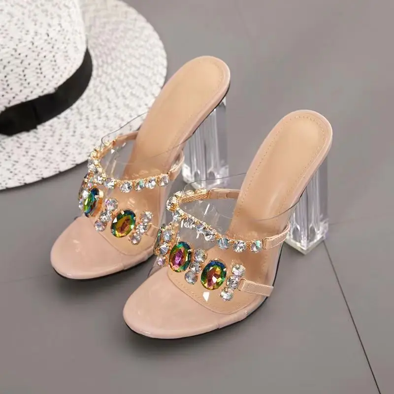 2021 Europe and the United States new plus size sexy crystal heel sandals women, Beige or customized
2021 Europe and the United States new plus size sexy crystal heel sandals women, Beige or customized