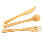 Wholesale Biodegradable Bamboo Spoon Wooden knife and fork cutlery set