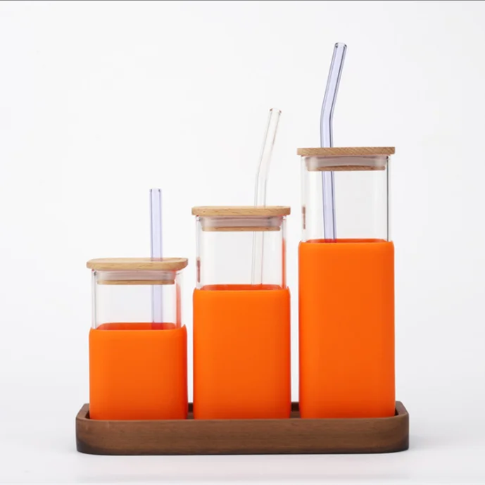 Clear Square Glass Cup 230ml 380ml 480ml Square Bottom Glass Carafe Cup with bamboo lid, Customized color
Clear Square Glass Cup 230ml 380ml 480ml Square Bottom Glass Carafe Cup with bamboo lid, Customized color
