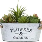 Marble Flower Pot Marble Garden Metal Tin Flower Green Pot Planters With Rope Handles