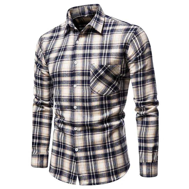 Fashionable New plaid long-sleeve men's t-shirts European size men's casual shirt for men
Fashionable New plaid long-sleeve men's t-shirts European size men's casual shirt for men