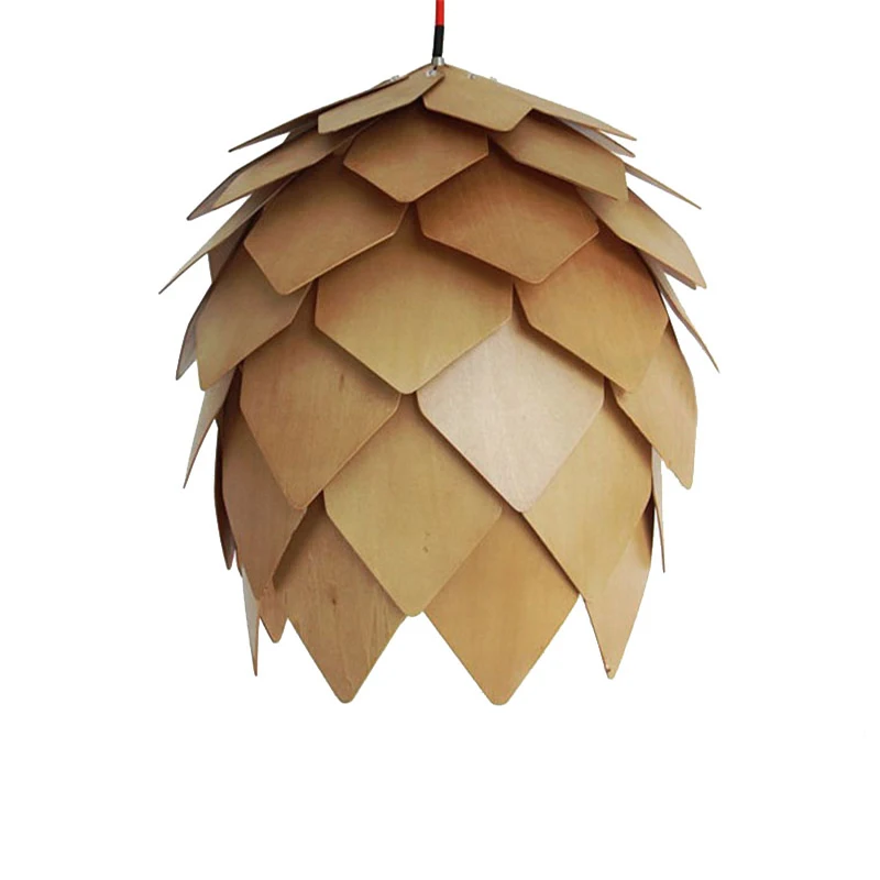 Handmade pinecone shape natural basswood chandeliers for restaurant hotel villa pendant light