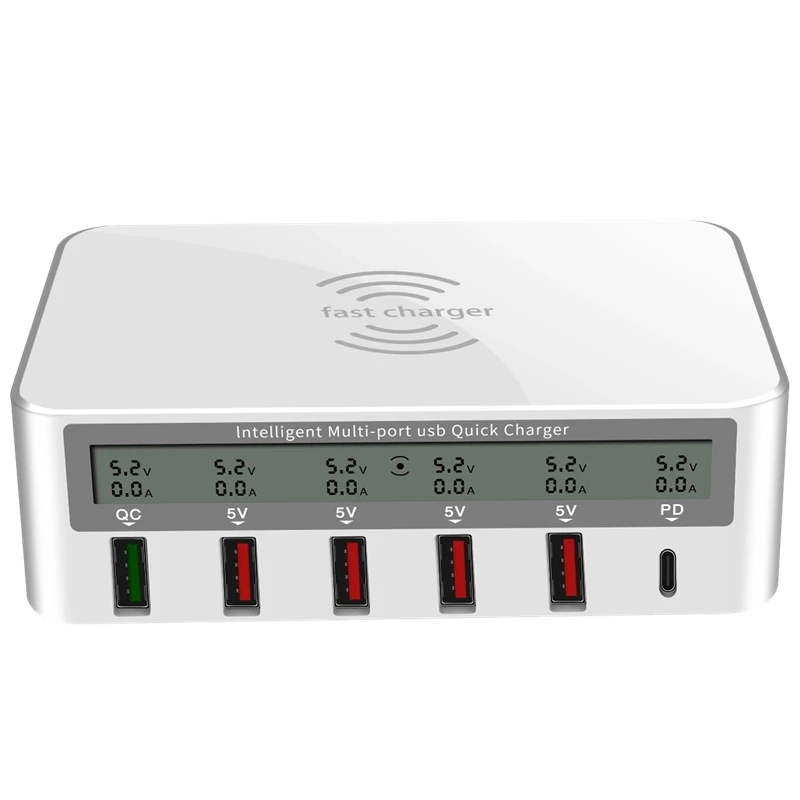 New Arrival Hot sales LED Digital Display charging Station USB Type c 6 Ports wireless Multi-Port Travel USB Charger
New Arrival Hot sales LED Digital Display charging Station USB Type c 6 Ports wireless Multi-Port Travel USB Charger