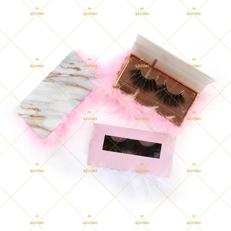 Wholesale Rectangular Boxes For 25 mm Handmade Dramatic 100% Mink Eyelashes White Marble Pattern Lash Box with Pink Feathers, Natural black 3d mink eyelashes
Wholesale Rectangular Boxes For 25 mm Handmade Dramatic 100% Mink Eyelashes White Marble Pattern Lash Box with Pink Feathers, Natural black 3d mink eyelashes