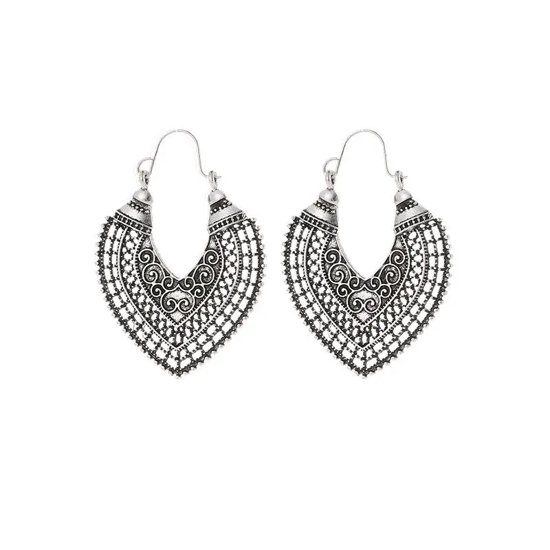 Vintage Geometric Ethnic Style Earring Jewelry Bohemian hollow-out carved pendant earrings, As picture
Vintage Geometric Ethnic Style Earring Jewelry Bohemian hollow-out carved pendant earrings, As picture