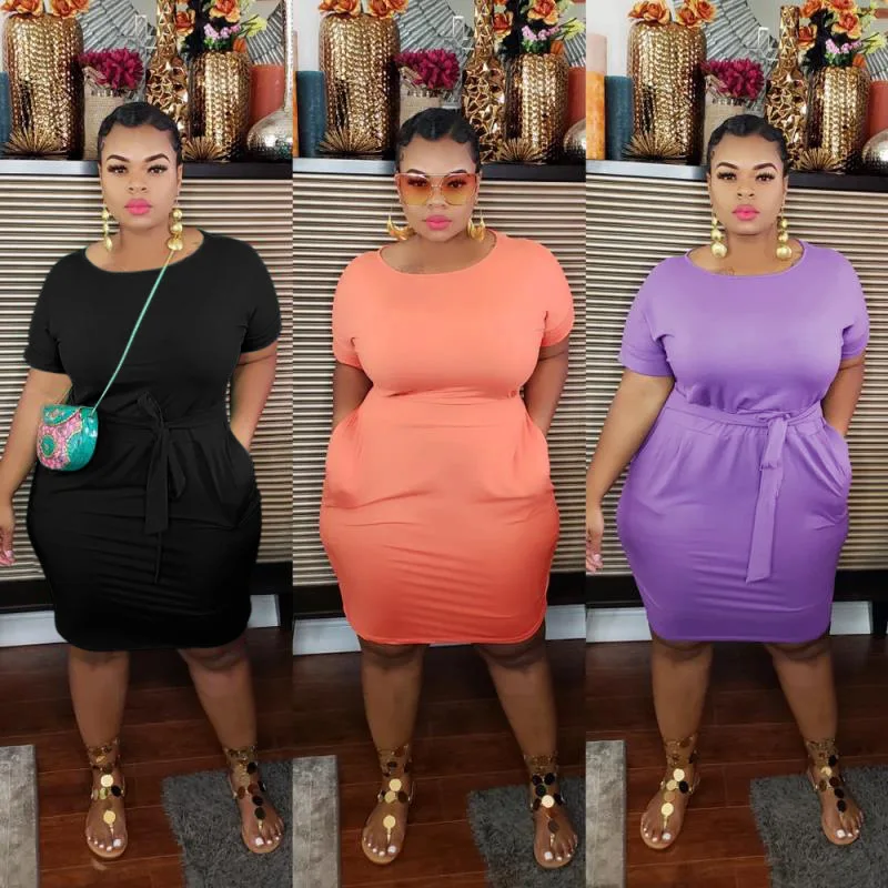 Summer Casual Women Bodycon Dress Sexy Short Sleeve Slim with Belt Solid Dresses Pockets Plus Size Dresses 4xl 5xl, Purple, black, orange
Summer Casual Women Bodycon Dress Sexy Short Sleeve Slim with Belt Solid Dresses Pockets Plus Size Dresses 4xl 5xl, Purple, black, orange