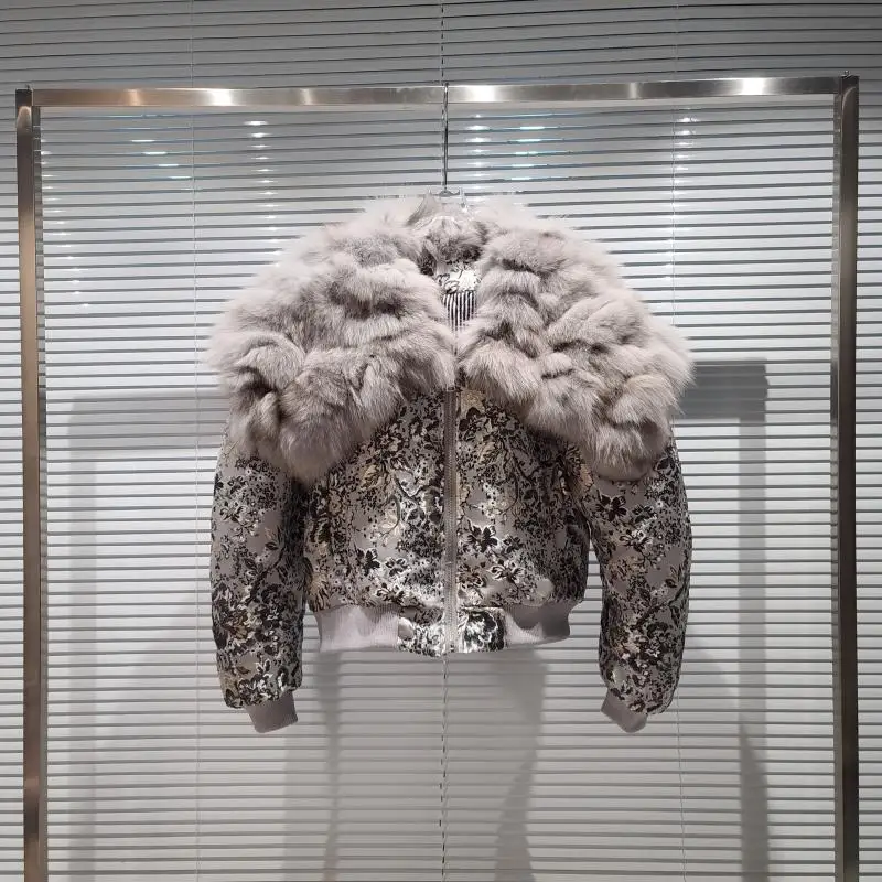 Winter New Super Large Fox Fur Collar Jacquard Baseball Uniform Short Jacket Women's Cotton-Padded Coat Warm
Winter New Super Large Fox Fur Collar Jacquard Baseball Uniform Short Jacket Women's Cotton-Padded Coat Warm