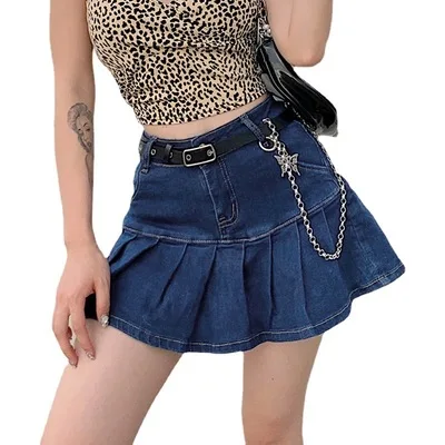 fashion casual y2k streetwear sexy ruffle pocket women blue mini pleated denim jean skirt, Customized color
fashion casual y2k streetwear sexy ruffle pocket women blue mini pleated denim jean skirt, Customized color
