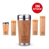 450ml Eco-Friendly Bamboo Water Drinking Coffee Cup 16oz Travel Stainless Steel 100% Natural Bamboo Coffee Cup with Bamboo Shell
