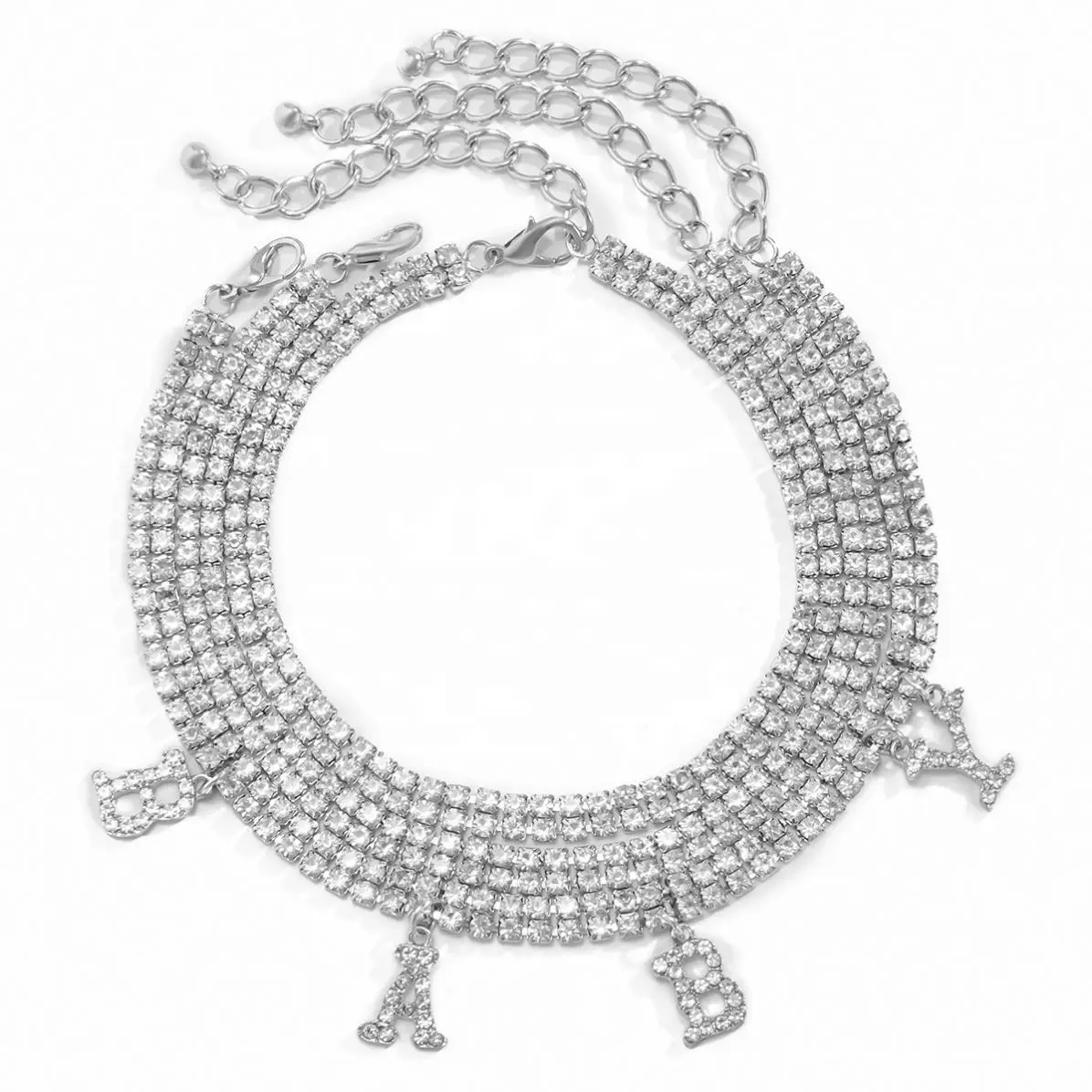Multi-layer chain letter pendant anklet set European and American new silver anklet 3 pieces set, As picture
Multi-layer chain letter pendant anklet set European and American new silver anklet 3 pieces set, As picture