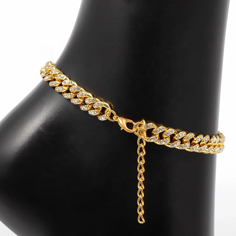 Hips Hop18k Gold Plated Crystal Chunky Chain Ankle Bracelet Shiny Rhinestone Adjustable Cuban Link Anklet
Hips Hop18k Gold Plated Crystal Chunky Chain Ankle Bracelet Shiny Rhinestone Adjustable Cuban Link Anklet