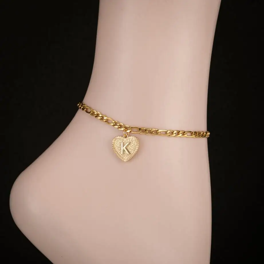 2021 Newest Stainless Steel Heart Charms Ankle Bracelet 18k Gold 26 Letters Initial Anklet Jewelry, Silver
2021 Newest Stainless Steel Heart Charms Ankle Bracelet 18k Gold 26 Letters Initial Anklet Jewelry, Silver