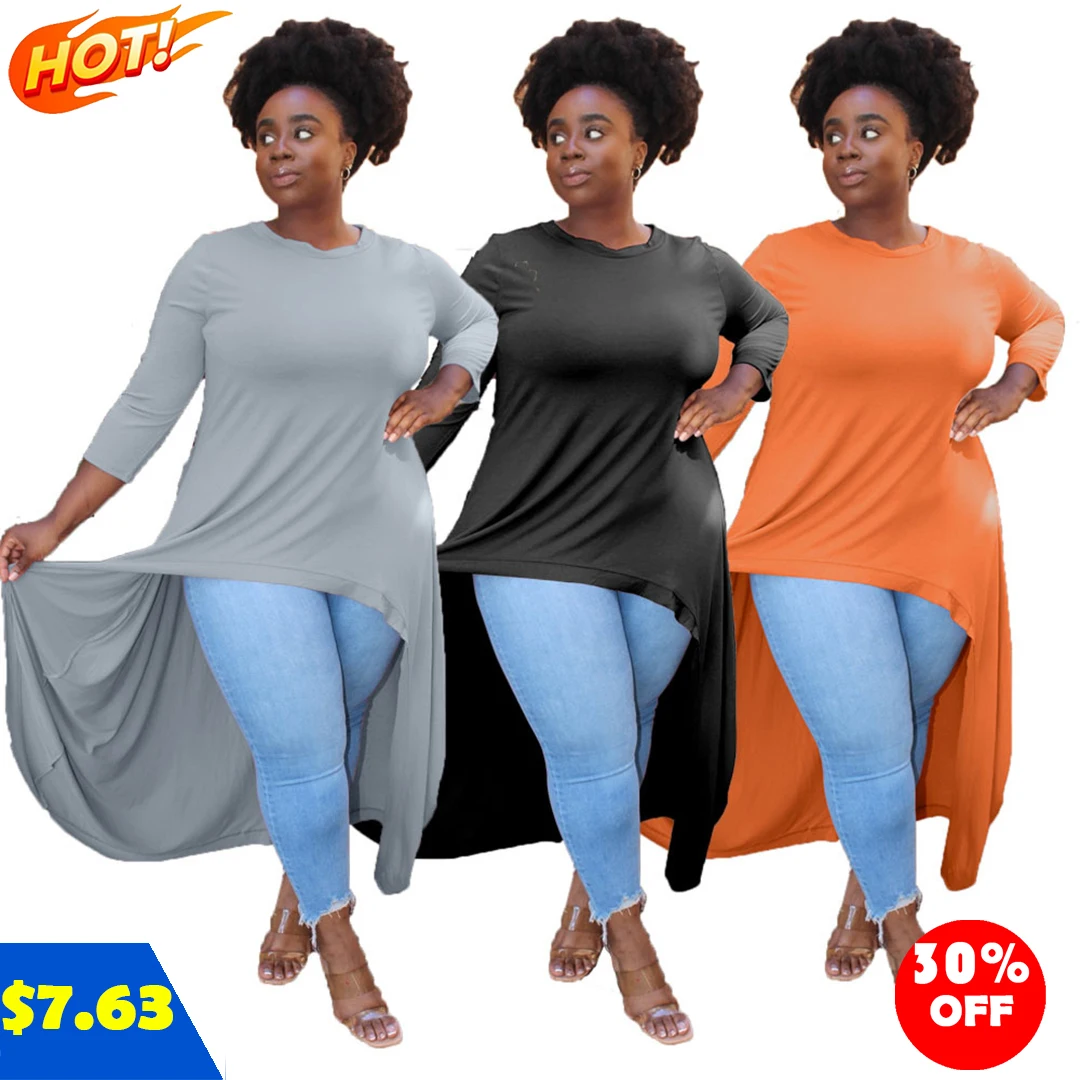 Casual Solid Color T Shirt Three Quarter Sleeve Plus Size Maxi Long Blouse Women Tops fall 2021 women clothes, As picture
Casual Solid Color T Shirt Three Quarter Sleeve Plus Size Maxi Long Blouse Women Tops fall 2021 women clothes, As picture