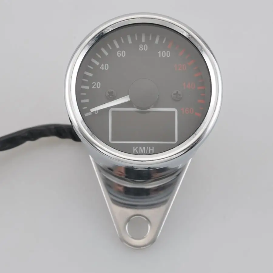 New Universal 0~160KM/H Motorcycle Digital LED LCD Speedometer Tachometer Speed Gauge Retro Chrome Factory Direct Sales