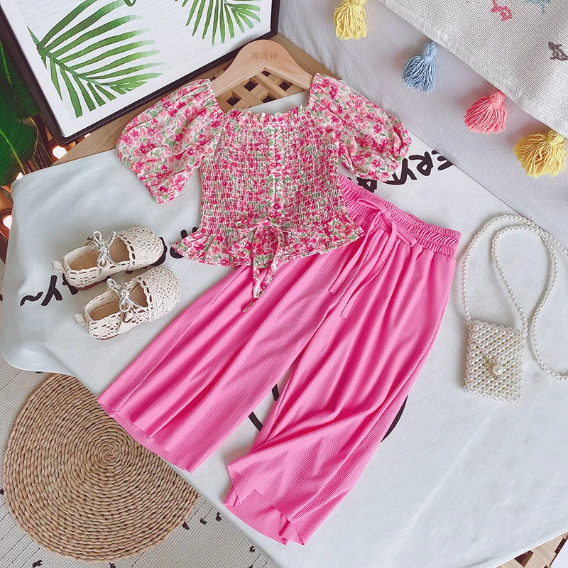 Hot Girls Clothing Set Summer Chiffon Flower Printing Shirt And Loose Pants Set Luxury Girls Clothes 2 Pcs Set
Hot Girls Clothing Set Summer Chiffon Flower Printing Shirt And Loose Pants Set Luxury Girls Clothes 2 Pcs Set