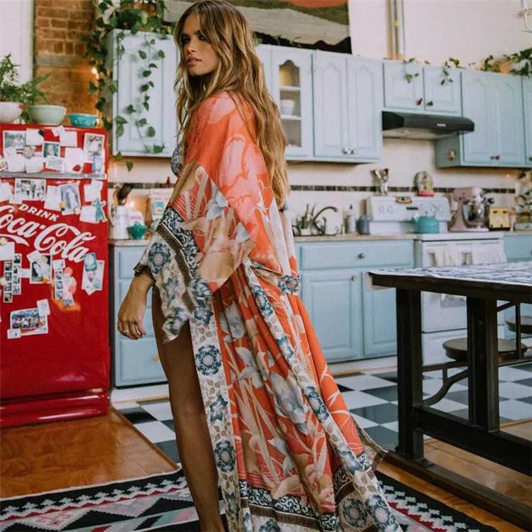 Beach Vintage Print Floral Holiday Bikini Outing Boho Loose Long women cardigan kimono women kimono cardigan for women
Beach Vintage Print Floral Holiday Bikini Outing Boho Loose Long women cardigan kimono women kimono cardigan for women