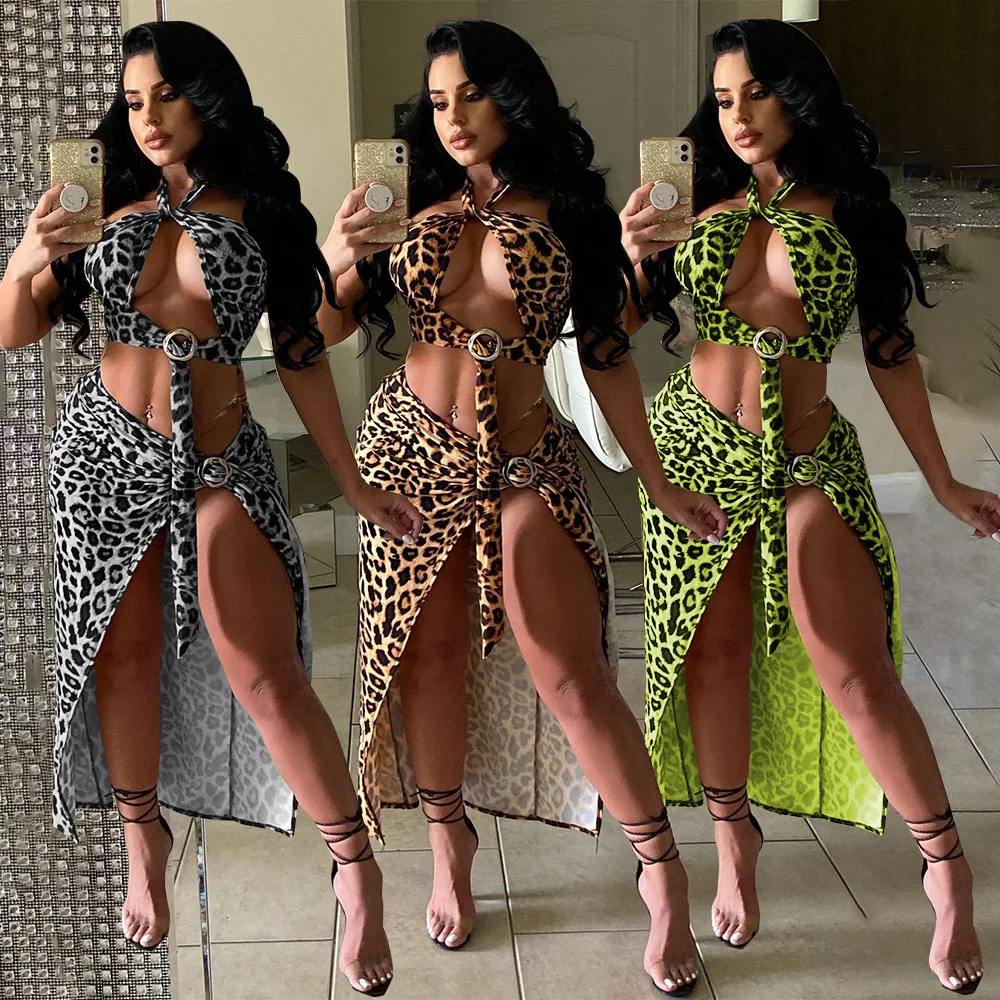 2021 New Casual Girls Clothes Set Printed Leopard Halter Breast Wrap Vest +Sexy Slit Skirts 2Pcs suits
2021 New Casual Girls Clothes Set Printed Leopard Halter Breast Wrap Vest +Sexy Slit Skirts 2Pcs suits
