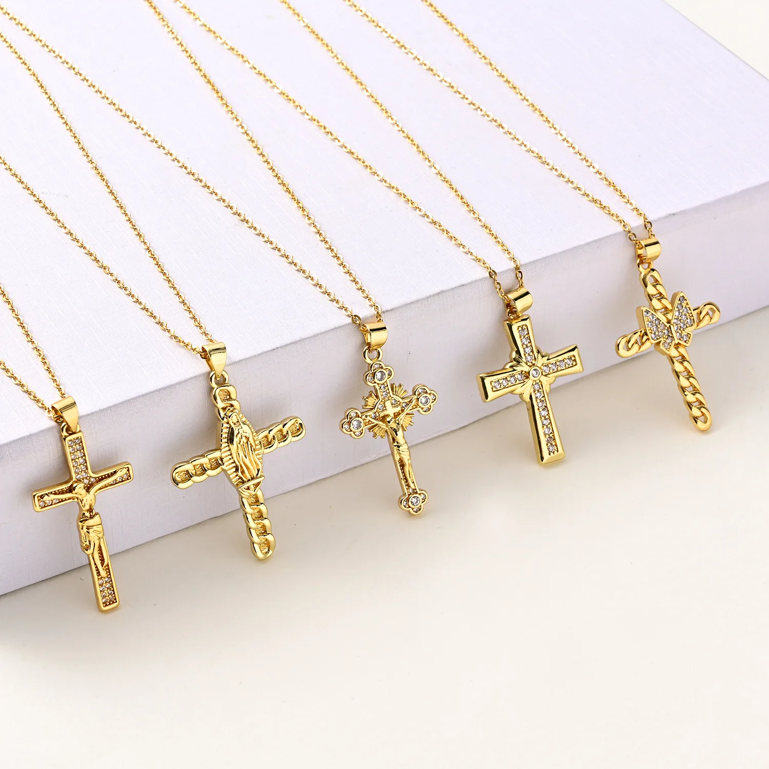 Fashion Trendy Variety Gold Chain Diamond Cross Pendant Necklace Women's Stainless Steel Religious Jewelry Gift Wholesale, Picture shows
Fashion Trendy Variety Gold Chain Diamond Cross Pendant Necklace Women's Stainless Steel Religious Jewelry Gift Wholesale, Picture shows