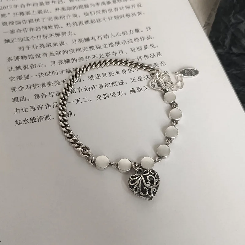 ENSHIR Korea Fashion Heart Charm Thai Silver Bracelet for Women Vintage Jewelry, As a picture
ENSHIR Korea Fashion Heart Charm Thai Silver Bracelet for Women Vintage Jewelry, As a picture