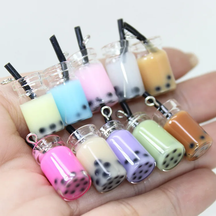 hot sale colored earring keychain making colored 3d simulation glass boba tea bottle charms pendant with hook
hot sale colored earring keychain making colored 3d simulation glass boba tea bottle charms pendant with hook
