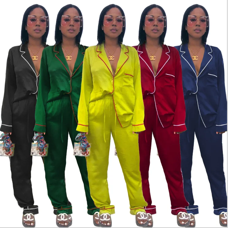 Sexy Women Pajamas Set Long Sleeve Casual Women's Silk Pyjamas Set Soft Lounge Wear
Sexy Women Pajamas Set Long Sleeve Casual Women's Silk Pyjamas Set Soft Lounge Wear