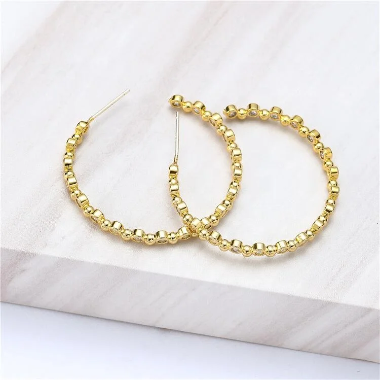 Hoop Earring 2021 Fashion14K Gold Oversize Big Brass Minimalist Cubic Zirconia Ear Design
Hoop Earring 2021 Fashion14K Gold Oversize Big Brass Minimalist Cubic Zirconia Ear Design