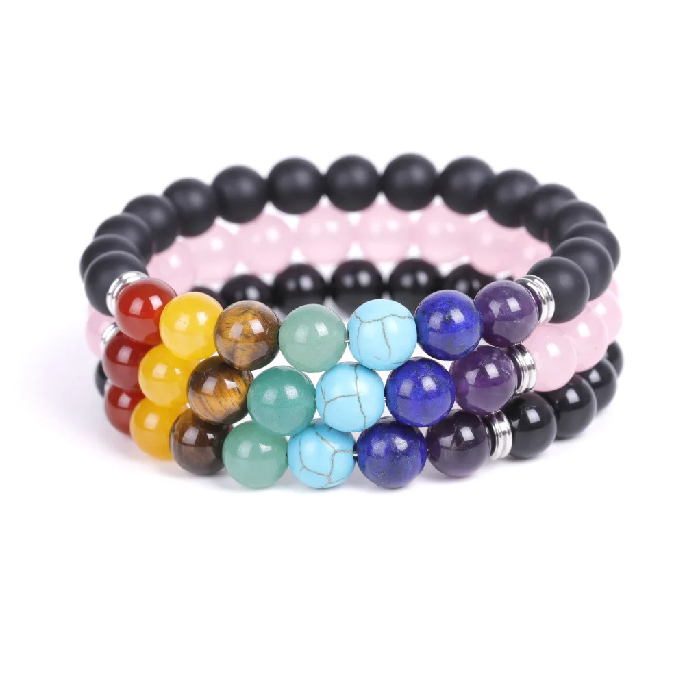 Seven Chakra Men Bracelet Black Glass Dyed Pink stone Beaded 8mm Buddha beads Bracelets Women Jewelry gift
Seven Chakra Men Bracelet Black Glass Dyed Pink stone Beaded 8mm Buddha beads Bracelets Women Jewelry gift