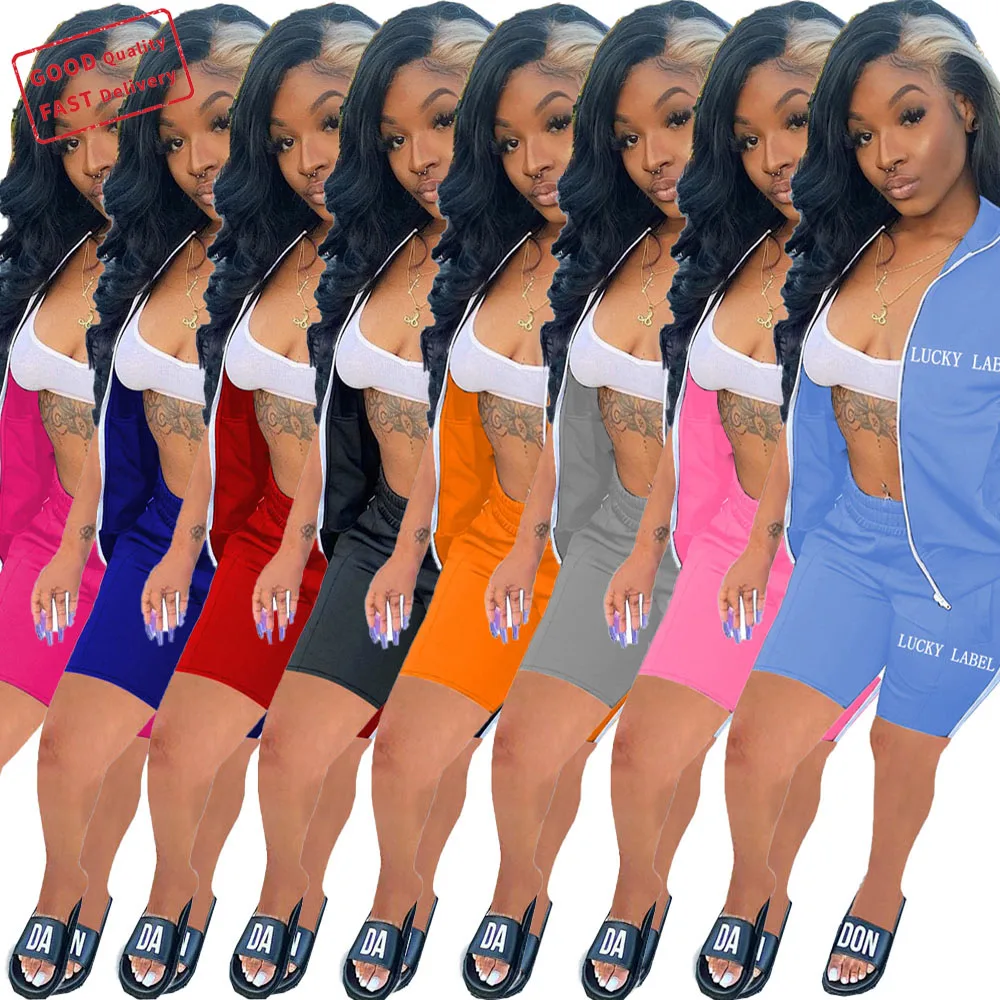 GQ2928 womens two piece casual sets lucky label two piece short set sports 2 piece set women, Picture
GQ2928 womens two piece casual sets lucky label two piece short set sports 2 piece set women, Picture