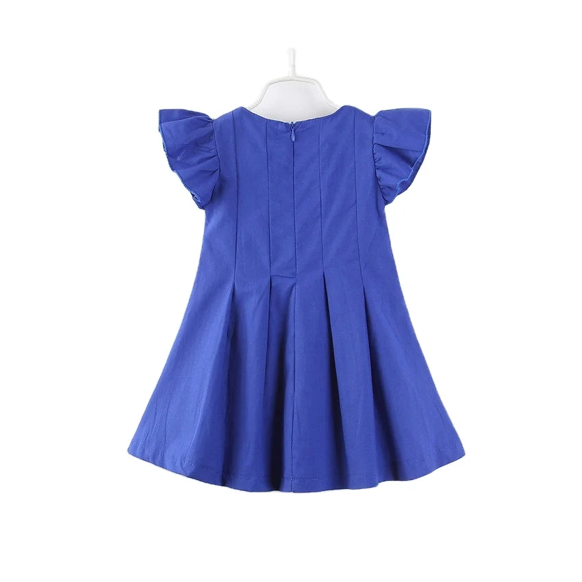 Blue color children solid color dresses kids summer skirts girls' casual dress, As picture
Blue color children solid color dresses kids summer skirts girls' casual dress, As picture