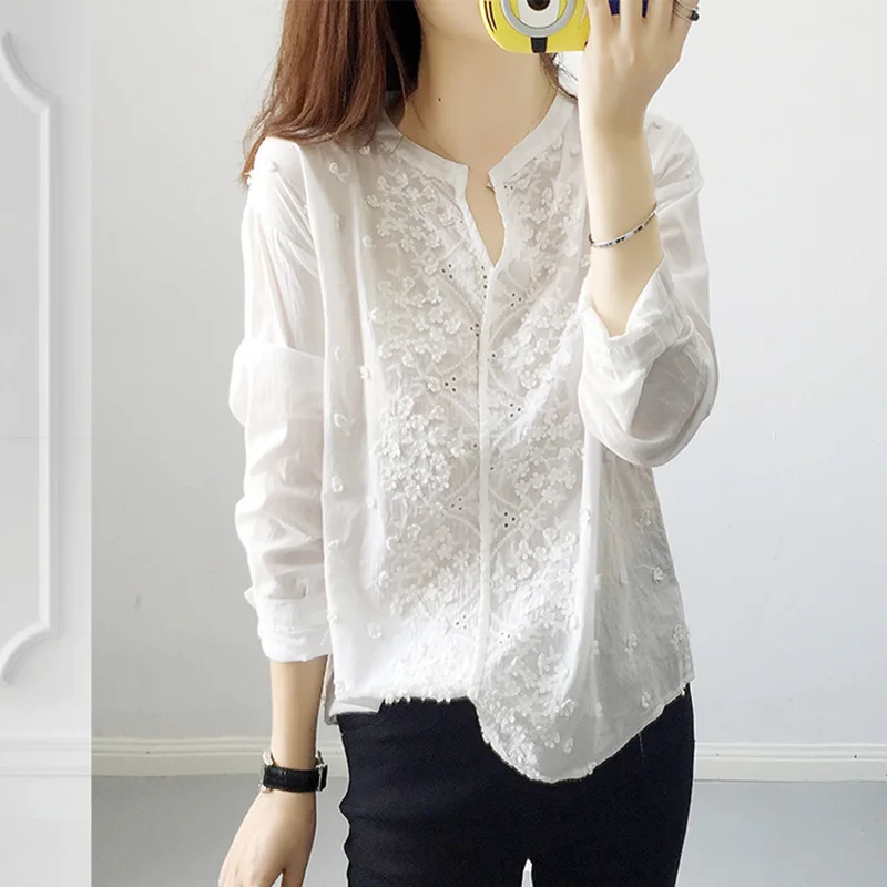 Korean style clothes women o-neck loose fit long sleeve floral embroidery ladies top blouses
Korean style clothes women o-neck loose fit long sleeve floral embroidery ladies top blouses