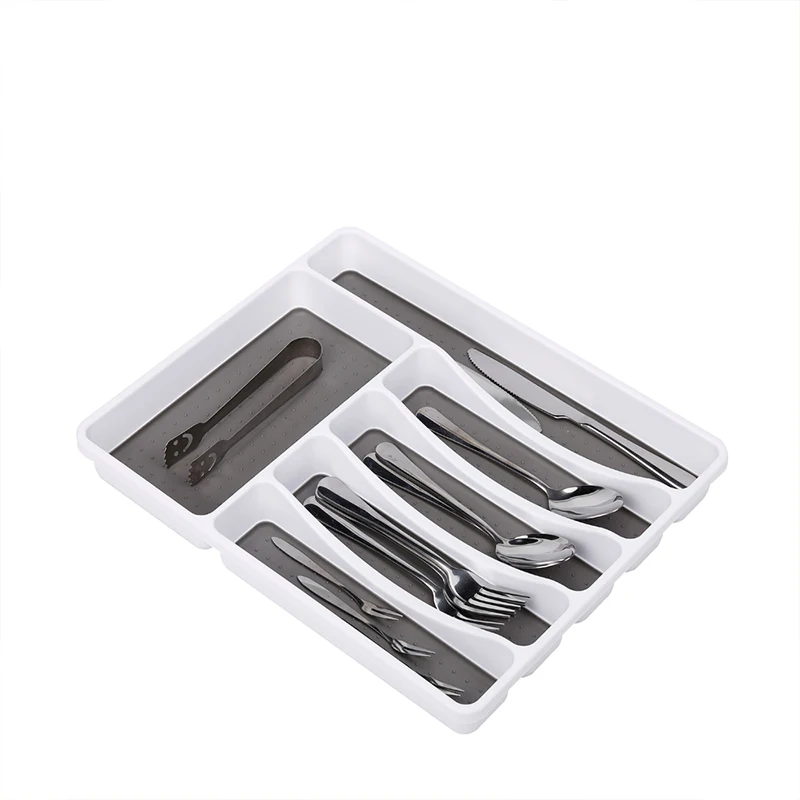 Multi-Purpose Storage Holders for Kitchen Flatware Storage Drawer Tray for Silverware, White + gray
Multi-Purpose Storage Holders for Kitchen Flatware Storage Drawer Tray for Silverware, White + gray