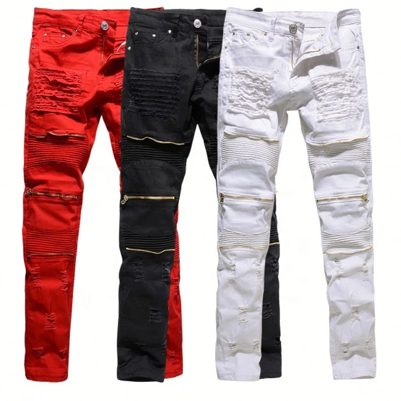 Men's Motorcycle Style Knee Hole Elastic Zipper Fashion Denim Jeans, Black/white/red
Men's Motorcycle Style Knee Hole Elastic Zipper Fashion Denim Jeans, Black/white/red