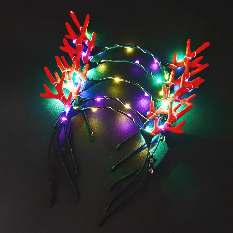 

Free Shipping LED Antler Headband for Children Christmas Gift Decoration Deer Head Hoop Merry Xmas New Year Kids Gift