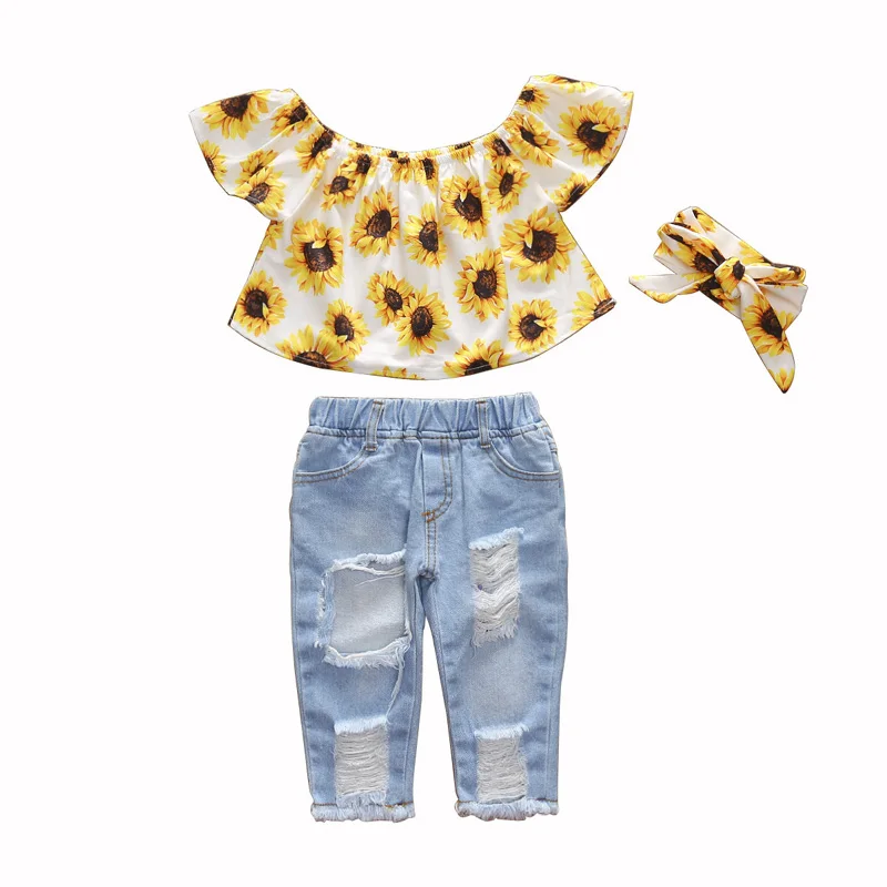European Style Baby clothes set Flutter Sleeve Crop Blouse Denim Pants girls Casual Clothes Sets
European Style Baby clothes set Flutter Sleeve Crop Blouse Denim Pants girls Casual Clothes Sets