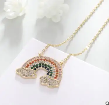 New Rainbow Necklace Color Micro pave Zircon Ice Out women Fashion Necklace Pendant Jewelry Gift, Gold,silver,black
New Rainbow Necklace Color Micro pave Zircon Ice Out women Fashion Necklace Pendant Jewelry Gift, Gold,silver,black
