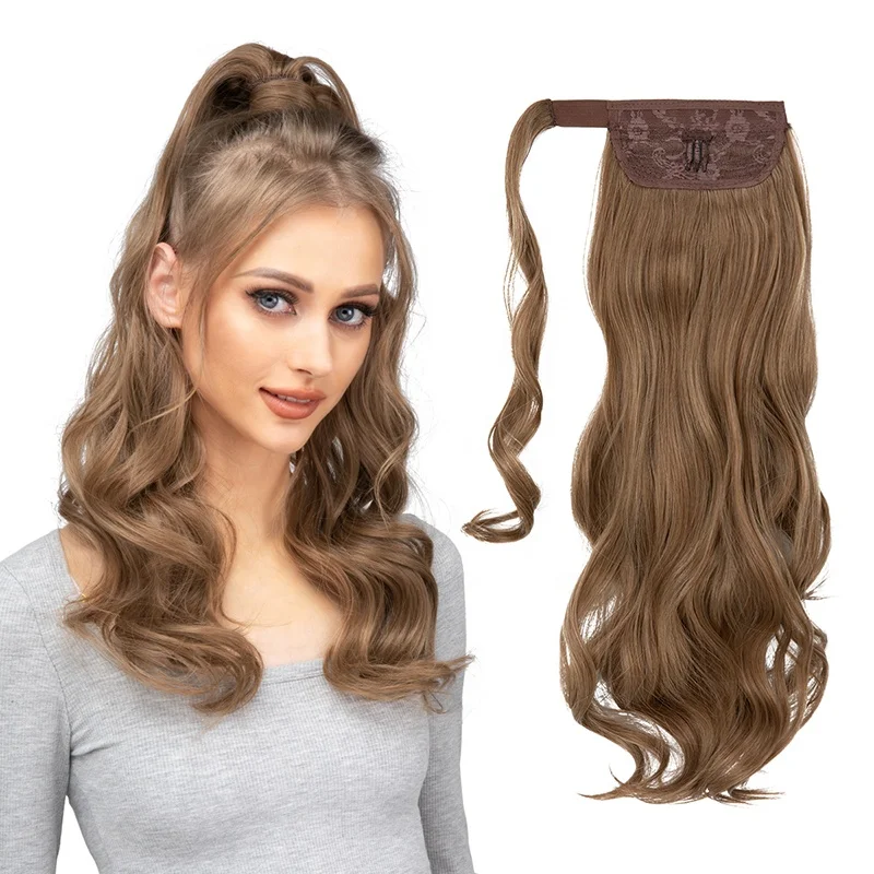 

SARLA 22" Synthetic fiber Heat Resistant Long Curly Natural Clip In Hair Tails Wrap Around Ponytail Wig Extensions For Women