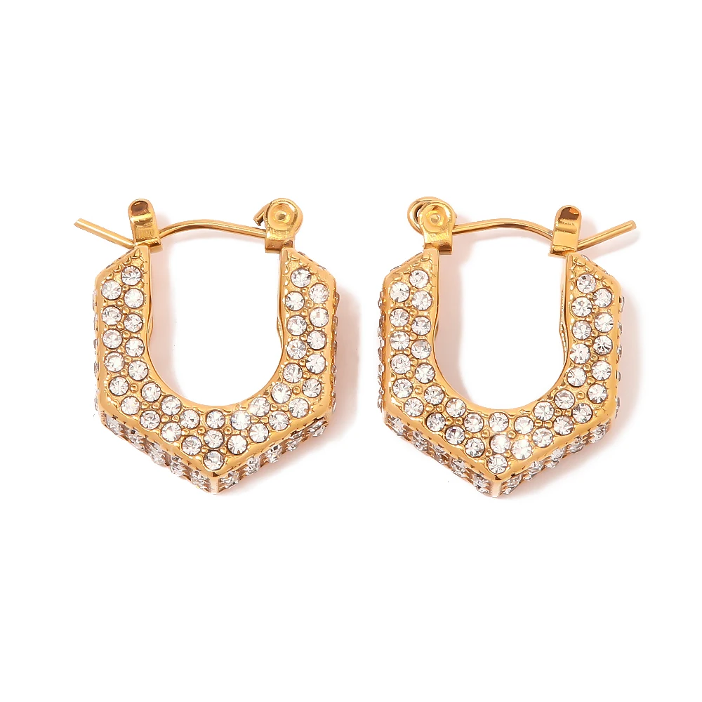 Vintage Full Of Shiny Zircon U-Shape Hoop Earrings Stainless Steel 18K Pvd Gold Plated High Quality Jewelry Gift
Vintage Full Of Shiny Zircon U-Shape Hoop Earrings Stainless Steel 18K Pvd Gold Plated High Quality Jewelry Gift