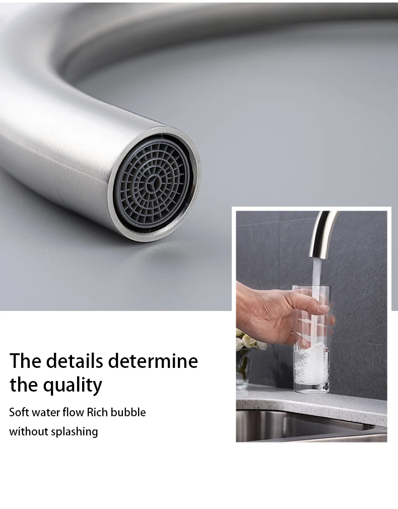 GuangDong Manufacture Deck Mounted SUS 304 Stainless Steel Faucet  Kitchen Sink Tap with Brushed Surface