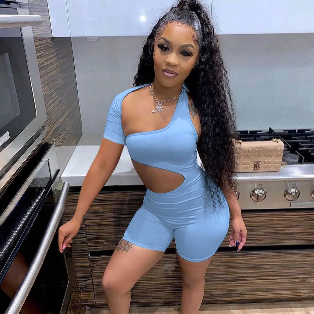 X03013S One Shoulder Cut Out Biker Shorts Rompers 2021 Sleeveless Sporty Workout Activewear Playsuits Solid Casual Women Cloth, White/black/blue
X03013S One Shoulder Cut Out Biker Shorts Rompers 2021 Sleeveless Sporty Workout Activewear Playsuits Solid Casual Women Cloth, White/black/blue