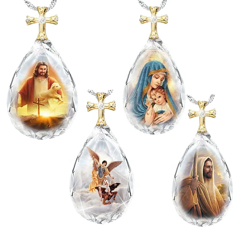 New Arrival Fashion Crystal Cross Pendant Necklace European American Jesus Prayer Necklace
New Arrival Fashion Crystal Cross Pendant Necklace European American Jesus Prayer Necklace